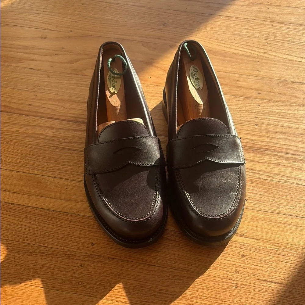 Red Slip-On Loafers with Gold Accent - Picture 2 of 3